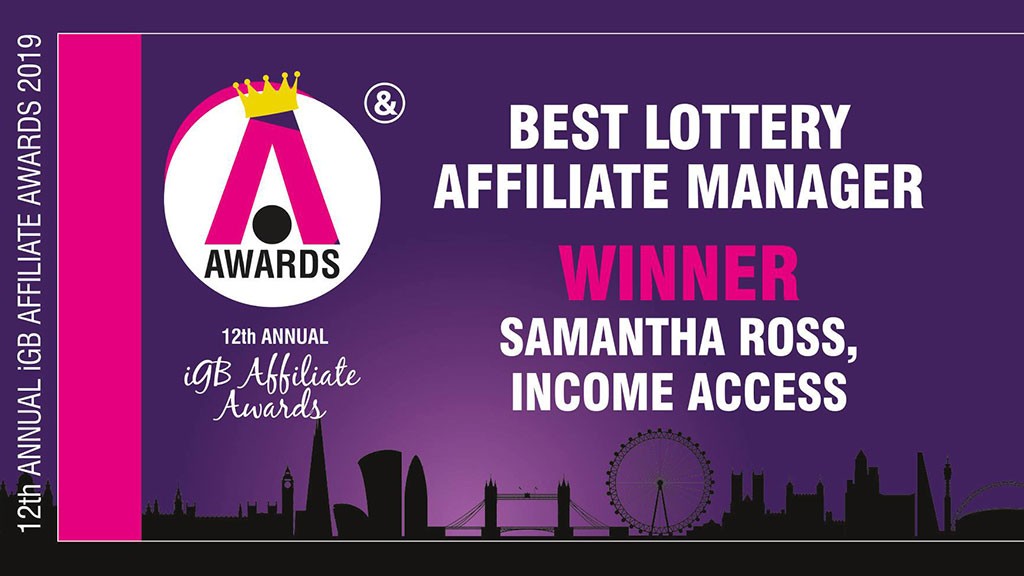 Income Access´ Samantha Ross Wins ´Best Lottery Affiliate Manager´ iGB Affiliate Award