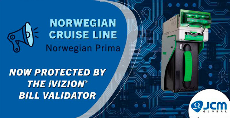 JCM Global celebra la última instalación de su iVIZON Bill Validator para Norwegian Cruise Line