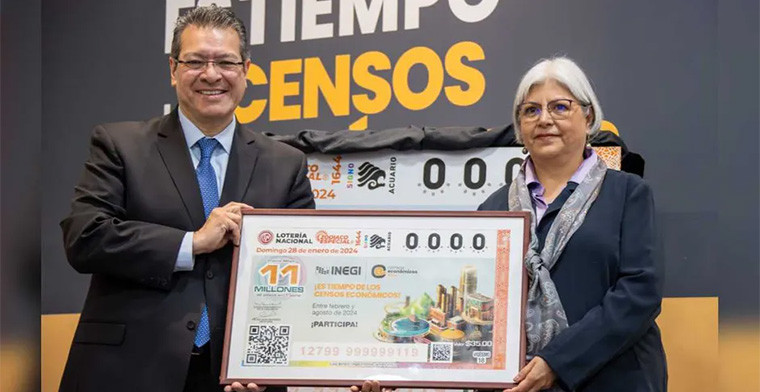 Inegi y Lotenal promocionan billete del Censo Económico 2024 en México